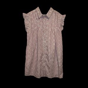 Avara Purple Ruffle Sleeve Button Up Dress - Medium